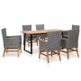 7-piece garden dining set made of synthetic rattan and gray acacia wood by , Garden sets - Ref: Foro24-46007, Price: 527,15 €...