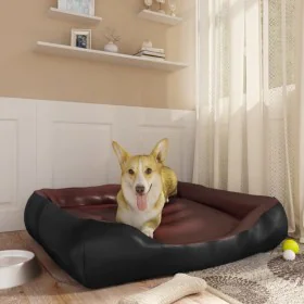 Black and brown synthetic leather dog bed 80x68x23 cm by , Beds for dogs - Ref: Foro24-171241, Price: 56,94 €, Discount: %