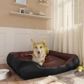 Cama para perros de cuero sintético negro y marrón 80x68x23 cm de , Camas para perros - Ref: Foro24-171241, Precio: 56,94 €, ...