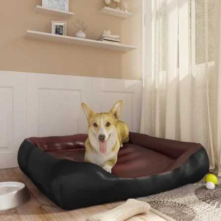 Cama para perros de cuero sintético negro y marrón 80x68x23 cm de , Camas para perros - Ref: Foro24-171241, Precio: 56,94 €, ...