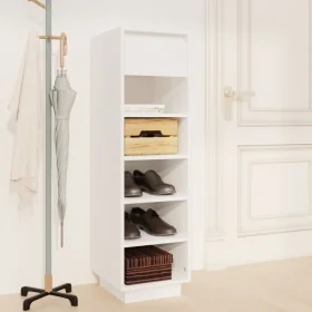 Mueble zapatero de madera maciza de pino blanco 30x34x105 cm de , Zapateros y organizadores de calzado - Ref: Foro24-813556, ...