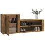 Schuhschrank aus geräucherter Eichen-Sperrholzplatte, 130x35x54 cm. von , Schuhregale und Schuhorganisatoren - Ref: Foro24-81...