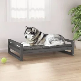 Cama para perros madera maciza de pino gris 105,5x75,5x28 cm de , Camas para perros - Ref: Foro24-821489, Precio: 90,17 €, De...