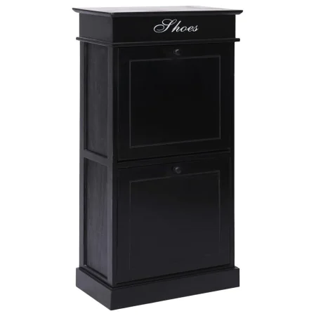 Mueble zapatero de madera de Paulownia negro 50x28x98 cm de , Zapateros y organizadores de calzado - Ref: Foro24-284092, Prec...