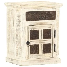Mesita de noche de madera maciza de mango blanco 40x30x50 cm de , Mesitas de noche - Ref: Foro24-285896, Precio: 109,38 €, De...