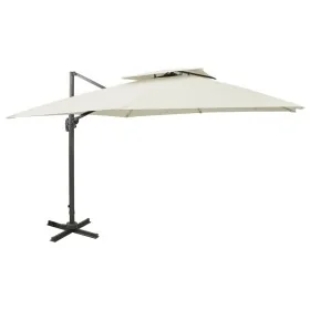 Garden cantilever umbrella with double cover sand 300x300 cm by , Umbrellas - Ref: Foro24-312368, Price: 308,59 €, Discount: %