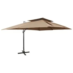 Garden cantilever umbrella with double taupe cover 400x300 cm by , Umbrellas - Ref: Foro24-312375, Price: 395,19 €, Discount: %