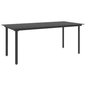 Mesa de comedor para jardín acero y vidrio negro 190x90x74 cm de , Mesas de jardín - Ref: Foro24-313111, Precio: 221,30 €, De...