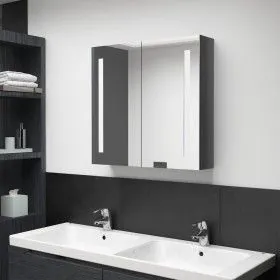 Badezimmerschrank mit LED-Spiegel glänzend grau 62x14x60 cm von vidaXL, Badezimmerwaschtische - Ref: Foro24-326521, Preis: 10...