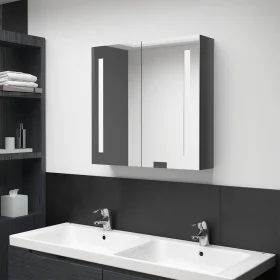 Bathroom cabinet with LED mirror glossy gray 62x14x60 cm by vidaXL, bathroom vanities - Ref: Foro24-326521, Price: 103,38 €, ...