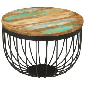 Solid recycled wood and steel coffee table Ø50x35 cm by , Coffee table - Ref: Foro24-352025, Price: 93,59 €, Discount: %