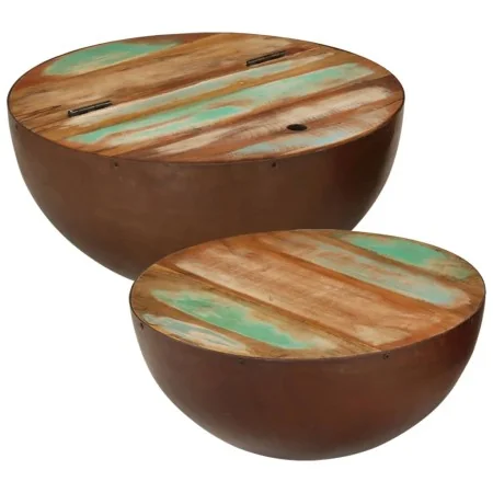 Center tables in the shape of a bowl, 2 units, made of solid recycled wood. by , Coffee table - Ref: Foro24-352050, Price: 13...