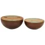 Center tables in the shape of a bowl, 2 units, made of solid recycled wood. by , Coffee table - Ref: Foro24-352050, Price: 13...