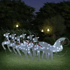 Decoración navideña de renos y trineo de jardín blanco 140 LEDs de , Luces de Navidad - Ref: Foro24-3100432, Precio: 119,97 €...