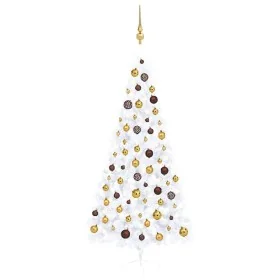 Half Christmas tree with white lights and balls 120 cm by , Christmas trees - Ref: Foro24-3077485, Price: 76,74 €, Discount: %