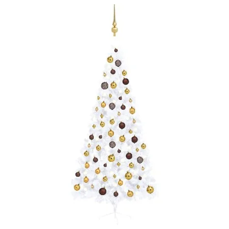 Half Christmas tree with white lights and balls 120 cm by , Christmas trees - Ref: Foro24-3077485, Price: 76,74 €, Discount: %