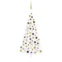 Halber Weihnachtsbaum mit Lichtern und weißen Kugeln, 120 cm. von , Weihnachtsbäume - Ref: Foro24-3077485, Preis: 76,74 €, Ra...