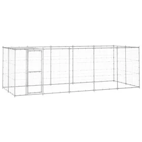 Outdoor galvanized steel dog kennel with a 12.1 m² roof. by , Dog kennels and fences - Ref: Foro24-3082304, Price: 510,55 €, ...