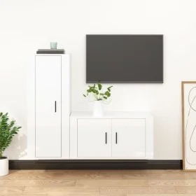 Set de muebles de TV 2 pzas madera contrachapada blanco brillo de , Muebles TV - Ref: Foro24-3188728, Precio: 108,83 €, Descu...