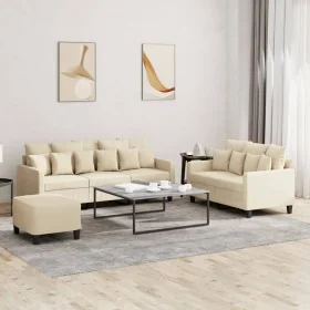 3-piece sofa set with cream fabric cushions by , Sofas - Ref: Foro24-3201674, Price: 522,61 €, Discount: %