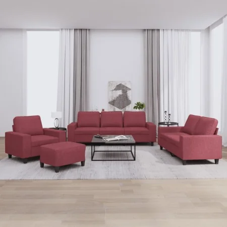 4-piece sofa set in burgundy fabric by , Sofas - Ref: Foro24-3201880, Price: 659,85 €, Discount: %
