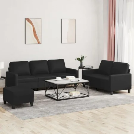 3-piece black faux leather sofa set with cushions by , Sofas - Ref: Foro24-3201423, Price: 482,31 €, Discount: %