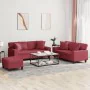 3-piece red dyed faux leather sofa set with cushions by , Sofas - Ref: Foro24-3201932, Price: 607,07 €, Discount: %