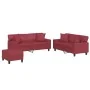 3-piece red dyed faux leather sofa set with cushions by , Sofas - Ref: Foro24-3201932, Price: 607,07 €, Discount: %