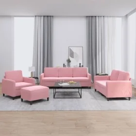 4-piece pink velvet sofa set by , Sofas - Ref: Foro24-3201947, Price: 752,11 €, Discount: %