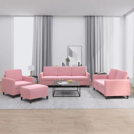 Viersitzer-Sofa-Set aus rosa Samtstoff von , Sofas - Ref: Foro24-3201947, Preis: 752,11 €, Rabatt: %