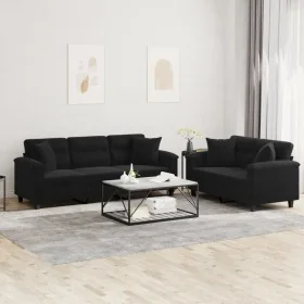 Zweiteiliges Sofaset mit schwarzen Mikrofaserkissen. von , Sofas - Ref: Foro24-3202353, Preis: 601,24 €, Rabatt: %