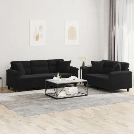2-piece sofa set with black microfiber fabric cushions by , Sofas - Ref: Foro24-3202353, Price: 601,24 €, Discount: %