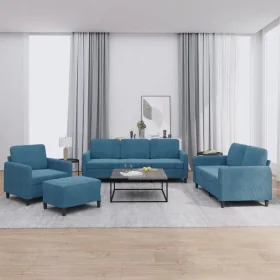 4-piece blue velvet sofa set by , Sofas - Ref: Foro24-3201953, Price: 748,71 €, Discount: %