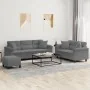3-piece dark gray microfiber fabric sofa set with cushions by , Sofas - Ref: Foro24-3202358, Price: 621,38 €, Discount: %