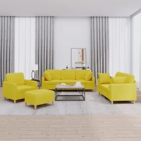 Set of sofas with 4 light yellow fabric cushions by , Sofas - Ref: Foro24-3202083, Price: 666,02 €, Discount: %