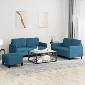 Dreiteiliges Samtsofa-Set in Blau. von , Sofas - Ref: Foro24-3201993, Preis: 528,49 €, Rabatt: %
