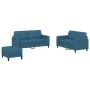 Dreiteiliges Samtsofa-Set in Blau. von , Sofas - Ref: Foro24-3201993, Preis: 528,49 €, Rabatt: %