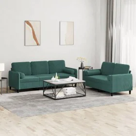 2-piece dark green velvet sofa set with cushions by , Sofas - Ref: Foro24-3202036, Price: 592,21 €, Discount: %