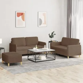 Three-piece sofa set with brown fabric cushions. by , Sofas - Ref: Foro24-3202097, Price: 458,21 €, Discount: %