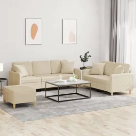 3-piece sofa set with cream fabric cushions by , Sofas - Ref: Foro24-3202144, Price: 531,90 €, Discount: %