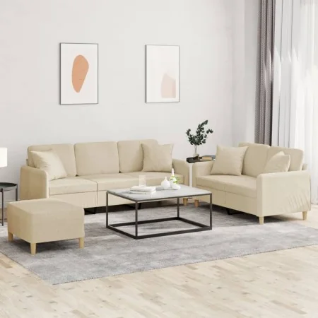 3-piece sofa set with cream fabric cushions by , Sofas - Ref: Foro24-3202144, Price: 531,90 €, Discount: %