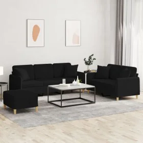 Juego de sofás con cojines 3 piezas tela negro de , Sofás - Ref: Foro24-3202146, Precio: 657,50 €, Descuento: %