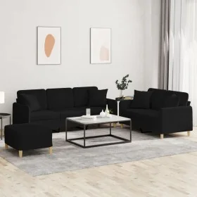 Three-piece sofa set with black fabric cushions by , Sofas - Ref: Foro24-3202146, Price: 657,50 €, Discount: %