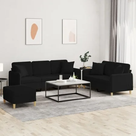 Three-piece sofa set with black fabric cushions by , Sofas - Ref: Foro24-3202146, Price: 657,50 €, Discount: %