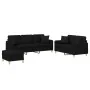 Three-piece sofa set with black fabric cushions by , Sofas - Ref: Foro24-3202146, Price: 657,50 €, Discount: %