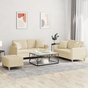 3-piece sofa set with cream fabric cushions by , Sofas - Ref: Foro24-3202112, Price: 491,20 €, Discount: %