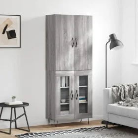 Aparador alto madera contrachapada gris sonoma 69,5x34x180 cm de , Aparadores - Ref: Foro24-3198071, Precio: 151,77 €, Descue...