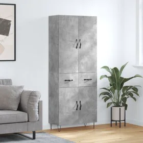 Tall plywood gray concrete sideboard 69.5x34x180 cm by , Sideboards - Ref: Foro24-3198181, Price: 167,43 €, Discount: %