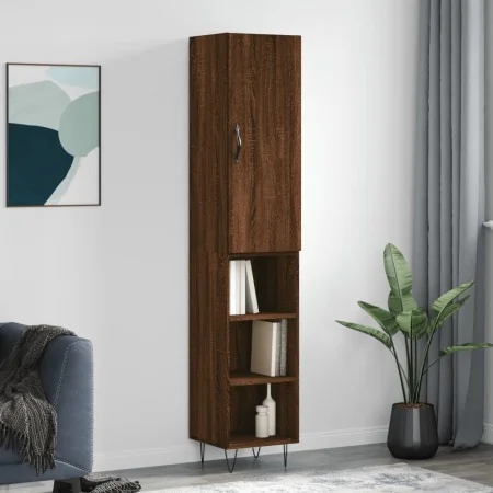 Aparador alto madera contrachapada roble marrón 34,5x34x180 cm de , Aparadores - Ref: Foro24-3199016, Precio: 84,64 €, Descue...
