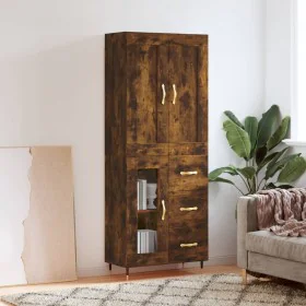 Hoher Schrank aus geräucherter Eichenholz-Sperrholzplatte 69,5x34x180 cm. von , Sideboards - Ref: Foro24-3199926, Preis: 165,...